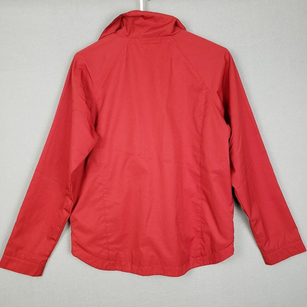 Nike Youth Size M Full Zip Track Jacket Red With Black Stripe Sporty Athletic